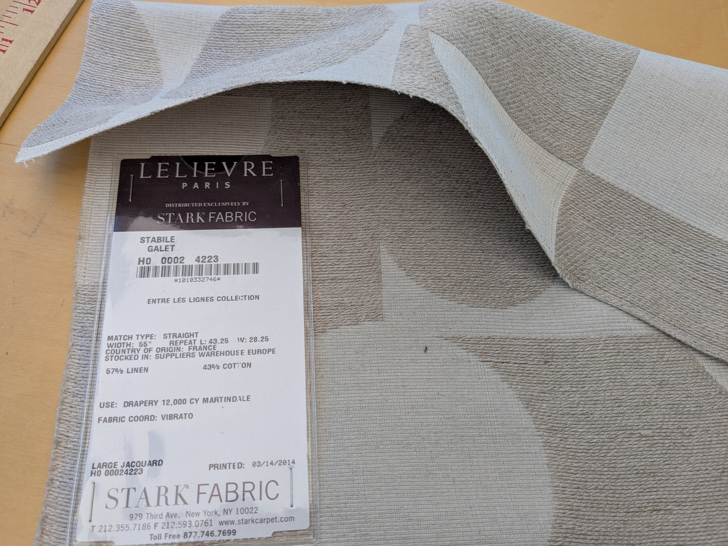 24"x 27" Scalamandre Lelievre Stabile Galet Geometric Large Jacquard Gray Linen Cotton - 78 EV56