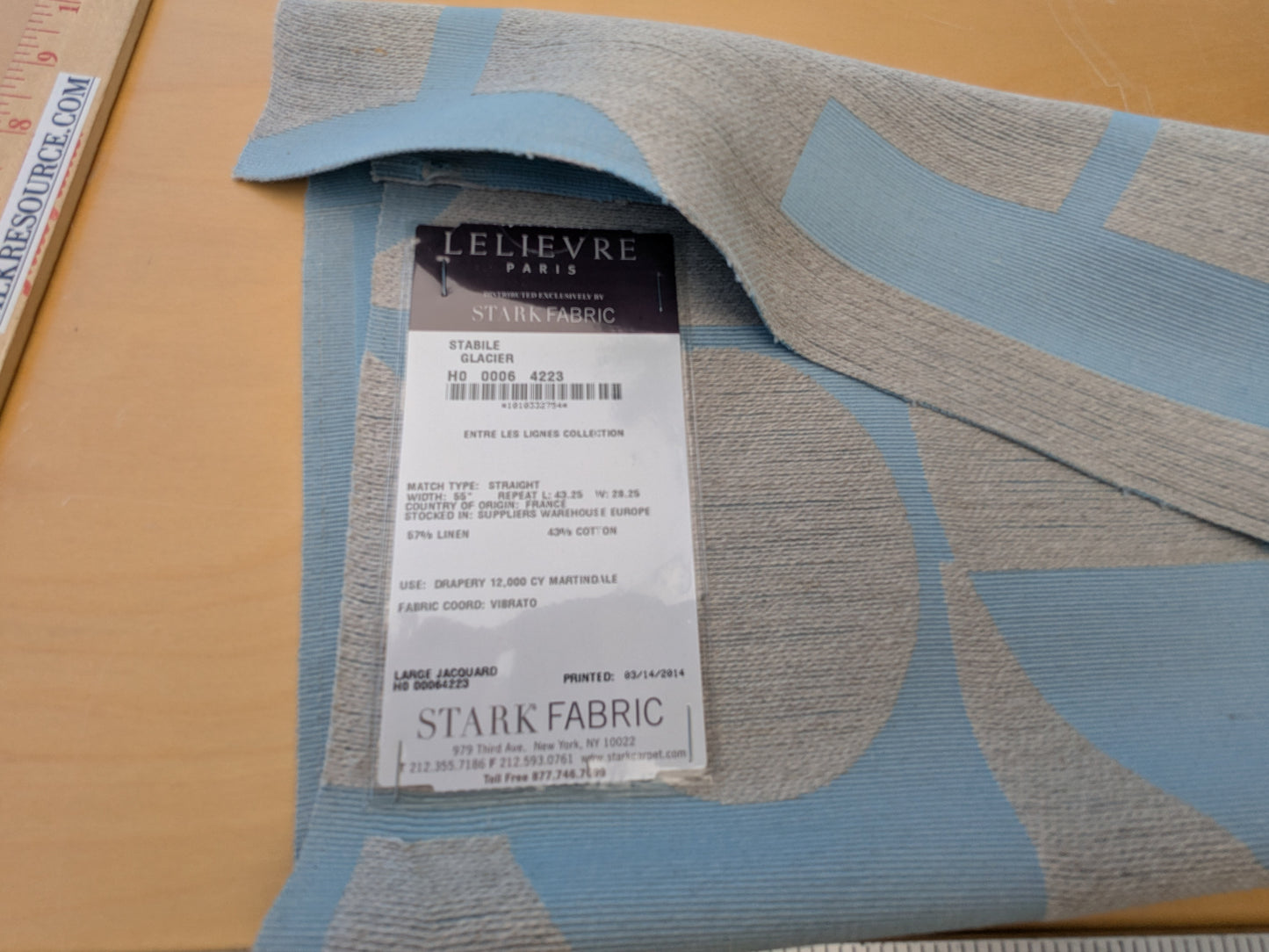 25"x 27" Scalamandre Lelievre Stabile Glacier Blue Gray Geometric Large Jacquard Linen Cotton - 79 EV56