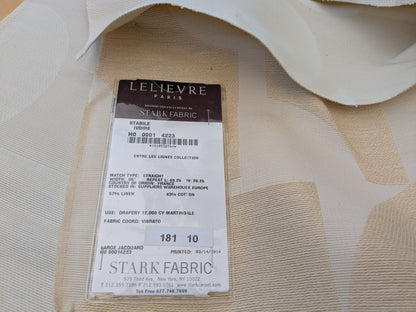 25"x 27" Scalamandre Lelievre Stabile Ivoire Ivory Cream Geometric Large Jacquard Linen Cotton -80 EV56