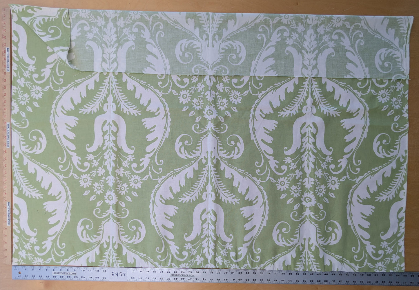 1.2 yards Scalamandre Primavera Celery Green White Linen Cotton Damask Floral -  MSRP USD 602/y