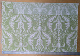 1.2 yards Scalamandre Primavera Celery Green White Linen Cotton Damask Floral -  MSRP USD 602/y