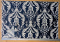 2.4 yards Scalamandre Primavera Linen Print Navy Blue White Cotton Damask Floral - MSRP USD 602/y