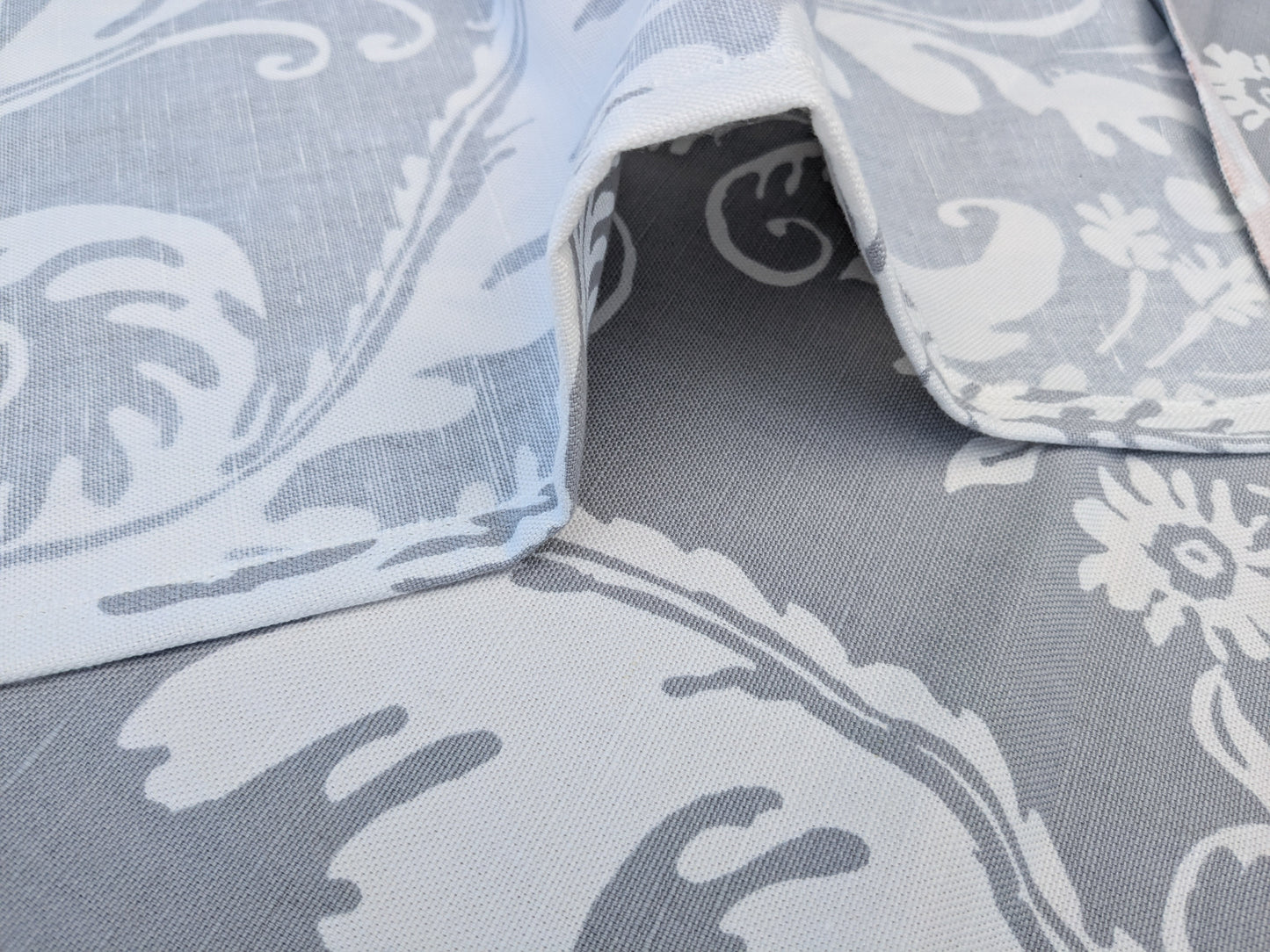1.2 yards Scalamandre Primavera French Grey White Linen Cotton Damask Floral -  MSRP USD 602/y