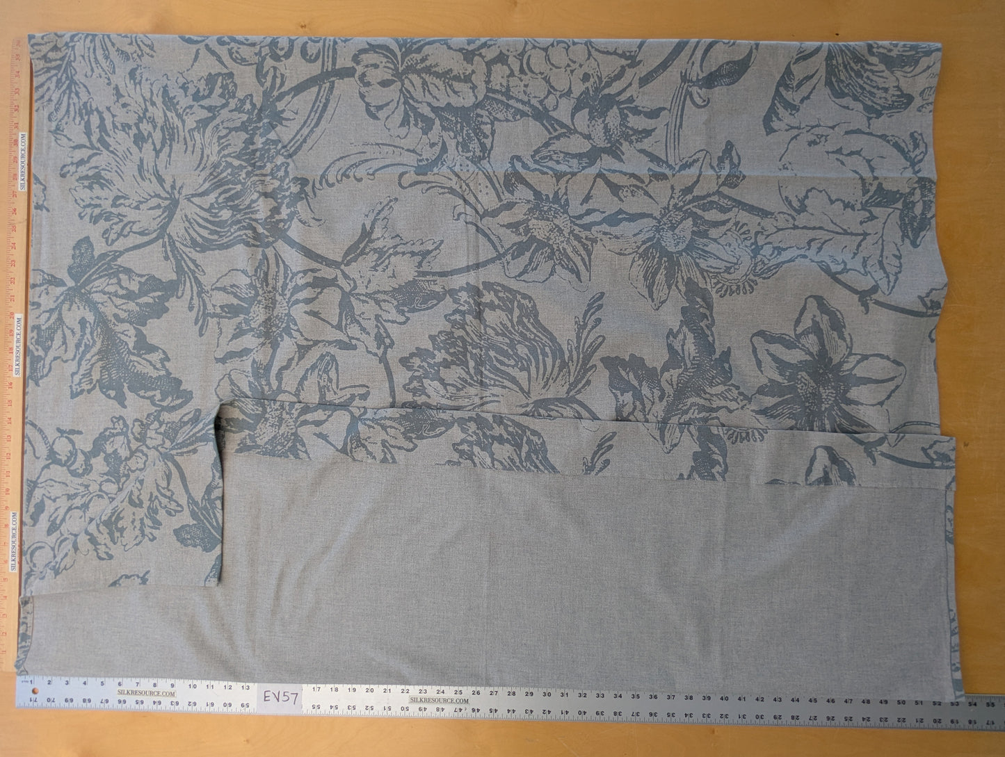 2.4 yards Scalamandre Alma Silhouette Print Juniper Blue Gray Floral Print 100% Cotton MSRP USD 358/y