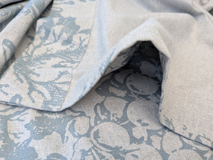 2.4 yards Scalamandre Alma Silhouette Print Juniper Blue Gray Floral Print 100% Cotton MSRP USD 358/y