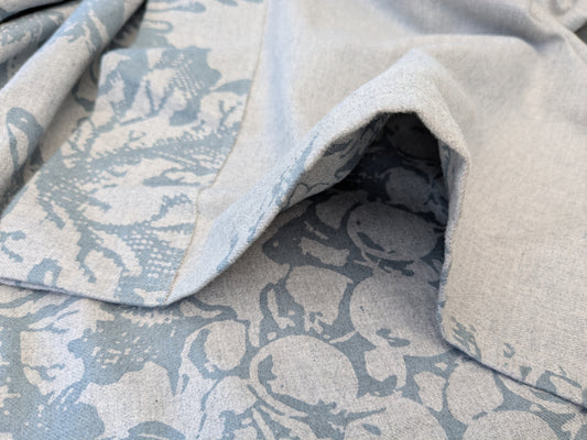 2.4 yards Scalamandre Alma Silhouette Print Juniper Blue Gray Floral Print 100% Cotton MSRP USD 358/y