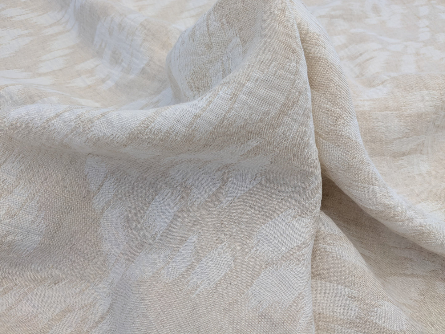 Scalamandre Malay Cream White Ikat Linen Reversible Diamond MSRP USD 332/y