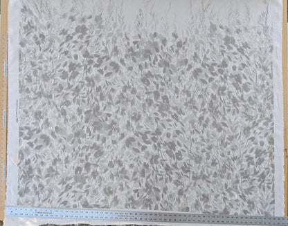 Scalamandre Meadow Walk Panel Grey White 100% Linen Botanical - By Vertical Repeat 126 inches