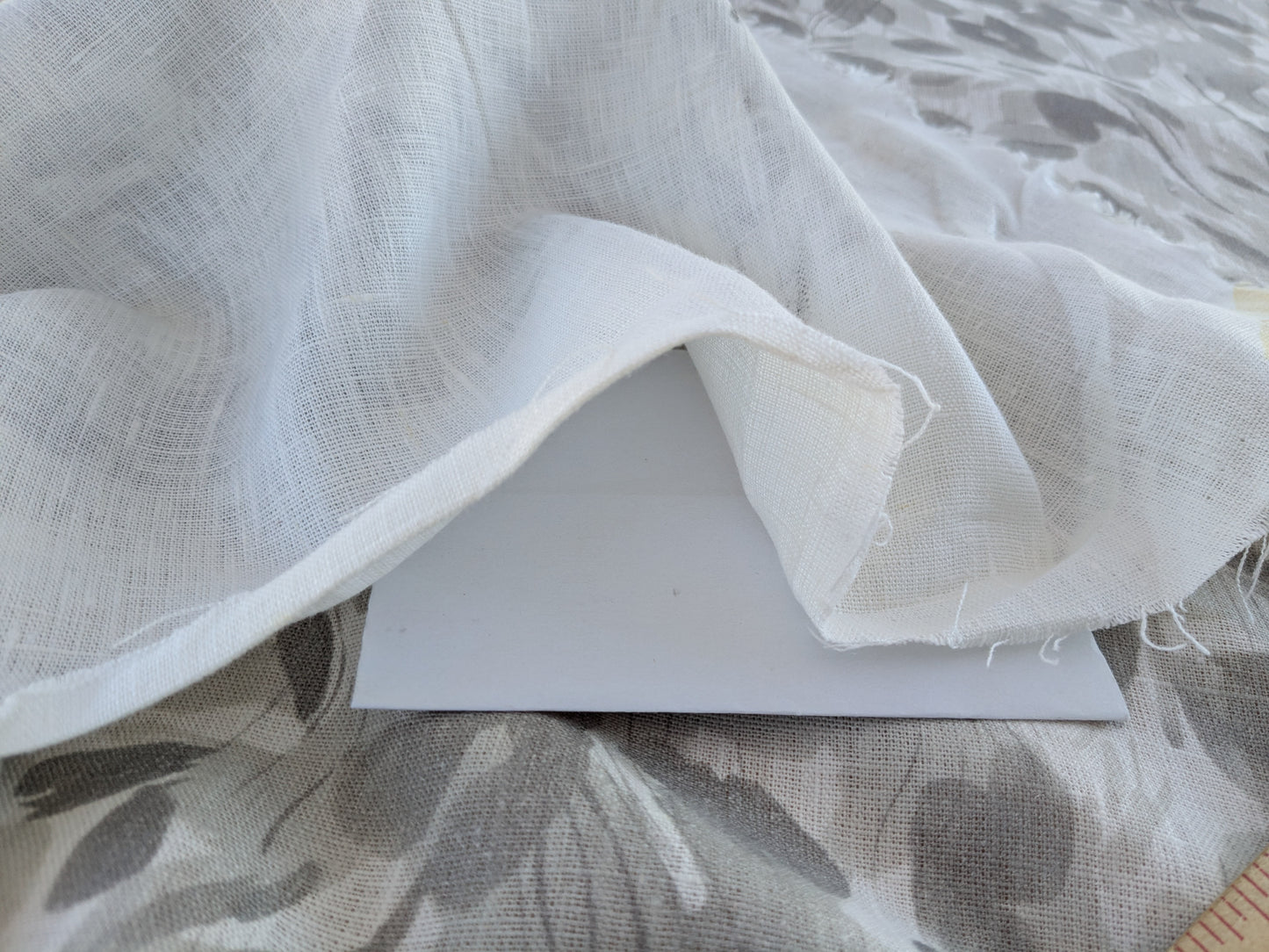 Scalamandre Meadow Walk Panel Grey White 100% Linen Botanical - By Vertical Repeat 126 inches