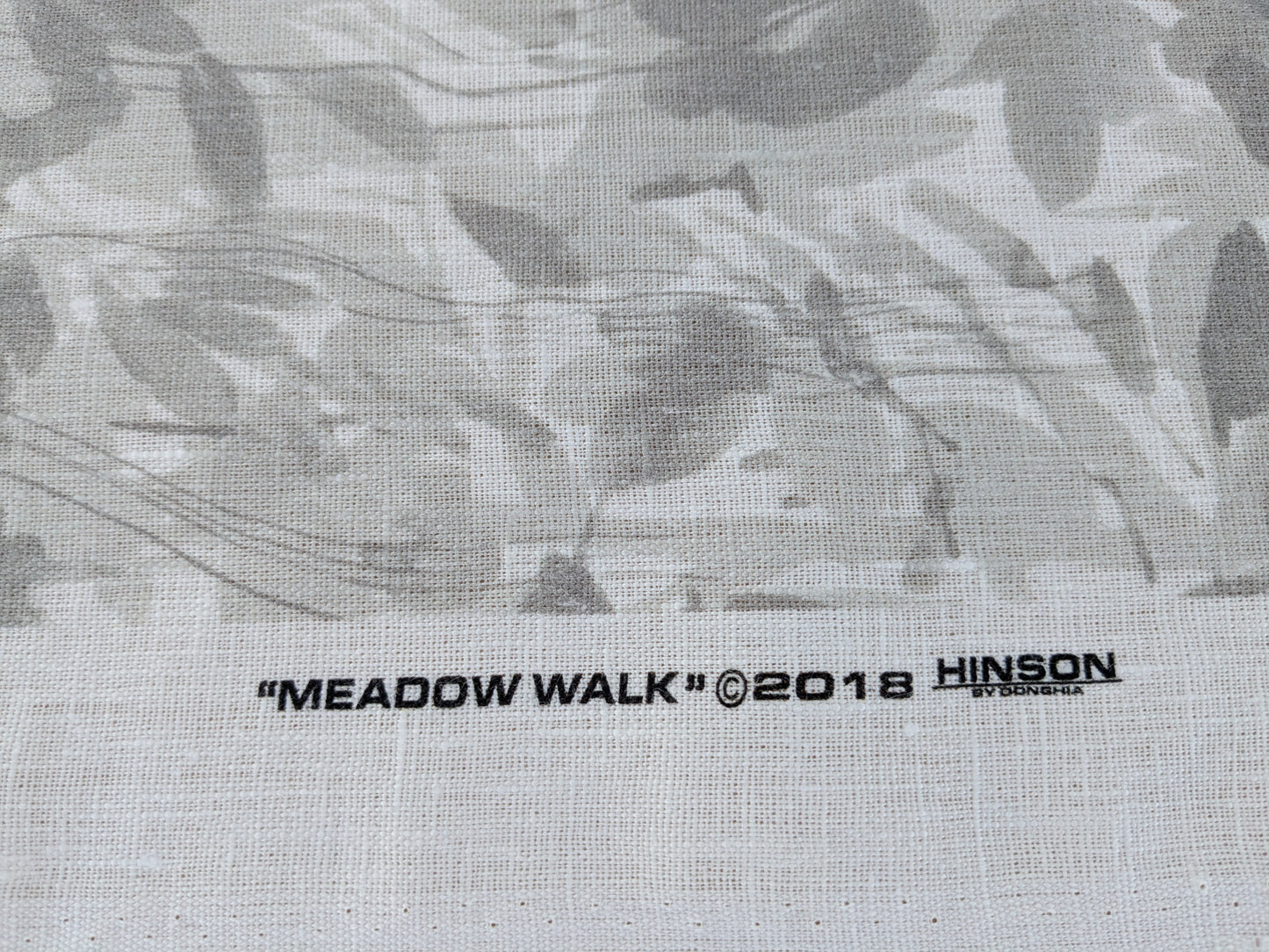 Scalamandre Meadow Walk Panel Grey White 100% Linen Botanical - By Vertical Repeat 126 inches