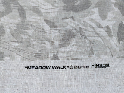 Scalamandre Meadow Walk Panel Grey White 100% Linen Botanical - By Vertical Repeat 126 inches