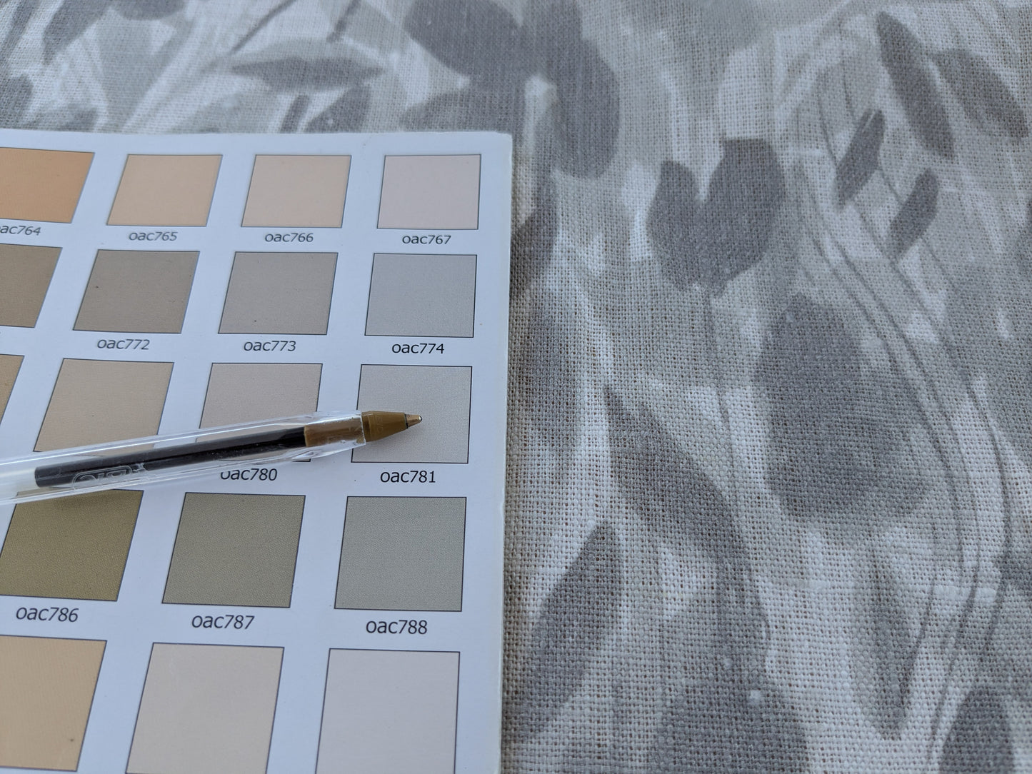 Scalamandre Meadow Walk Panel Grey White 100% Linen Botanical - By Vertical Repeat 126 inches