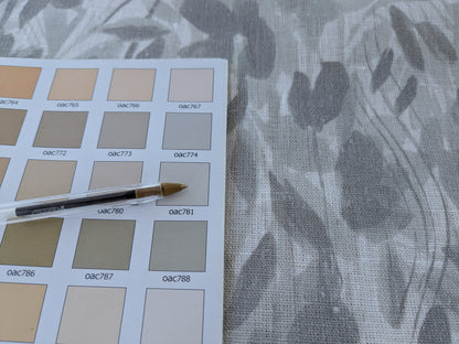 Scalamandre Meadow Walk Panel Grey White 100% Linen Botanical - By Vertical Repeat 126 inches