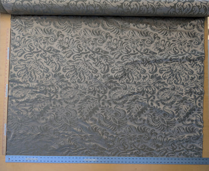 Hiend Abstract "Papercut" Silk Swirl Fleur De Lys Pomegranate in Olivette Grey Silver Pomegranite - By yard
