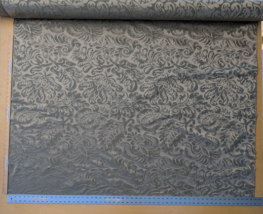 Hiend Abstract "Papercut" Silk Swirl Fleur De Lys Pomegranate in Olivette Grey Silver Pomegranite - By yard