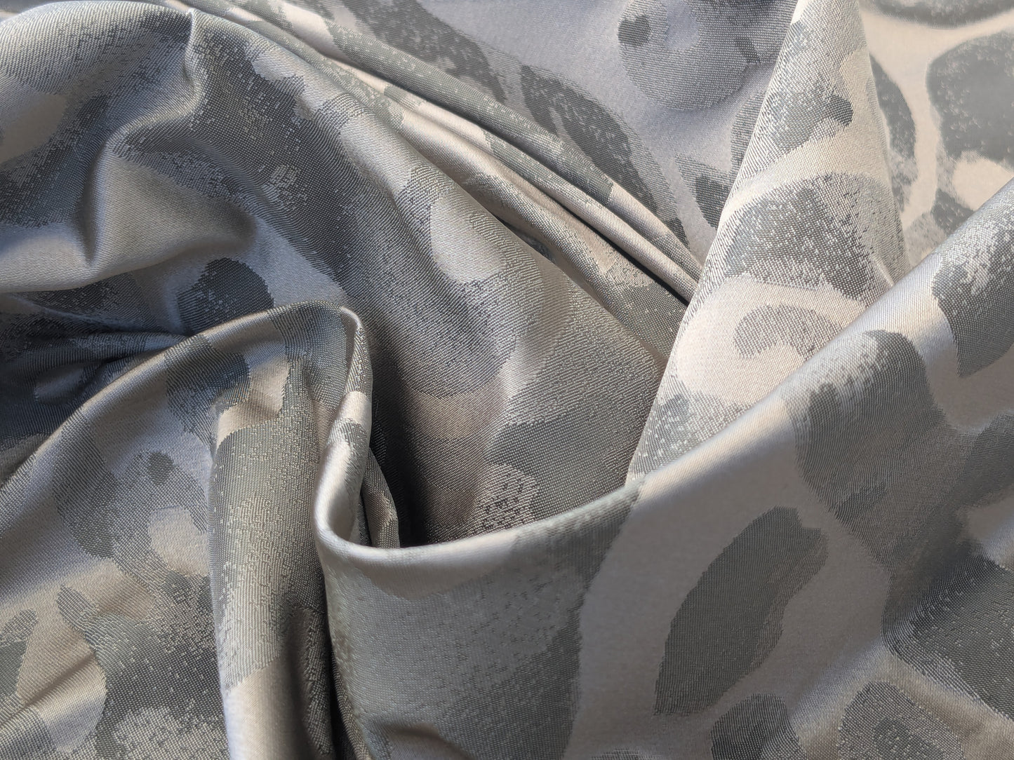 Hiend Abstract "Papercut" Silk Swirl Fleur De Lys Pomegranate in Olivette Grey Silver Pomegranite - By yard