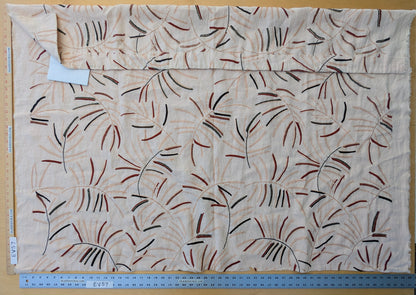 1.2 yards - Scalamandre Lelievre Mimosa Red Black on Peach Embroidered Fern Foliage Linen