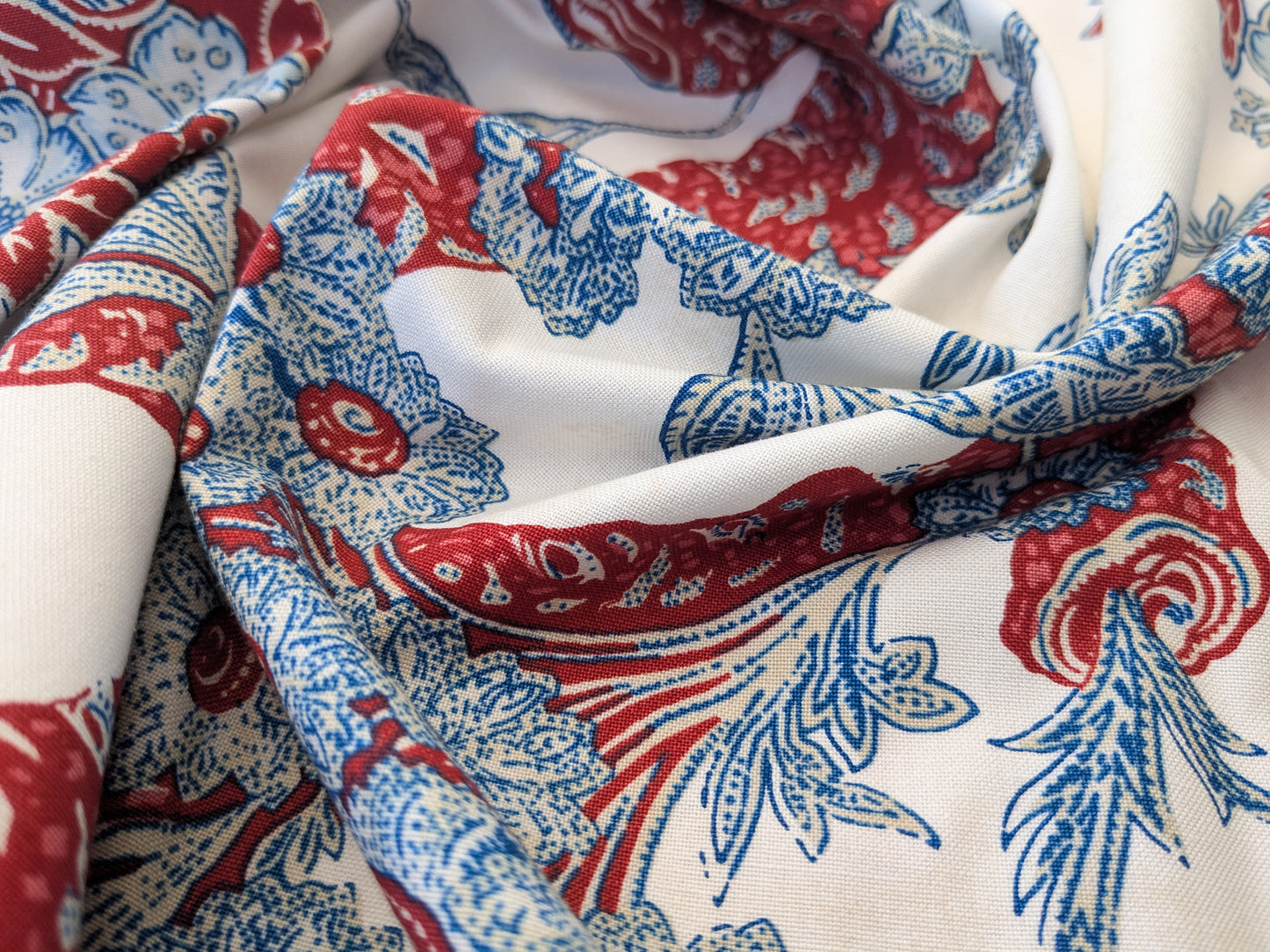1.2 yards Scalamandre Summerhouse hill Provence red Blue White 100% Cotton Floral -MSRP USD 644/y