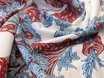 1.2 yards Scalamandre Summerhouse hill Provence red Blue White 100% Cotton Floral -MSRP USD 644/y