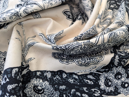 1.3 yards Scalamandre Summerhouse Hill Charcoal Black and White 100% Cotton Floral -MSRP USD 644/y