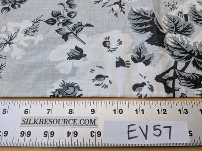 1.2 yards Scalamandre Ascot Linen Print Black Gray White Floral Print MSRP USD 606/y