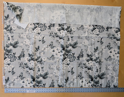 1.2 yards Scalamandre Ascot Linen Print Black Gray White Floral Print MSRP USD 606/y