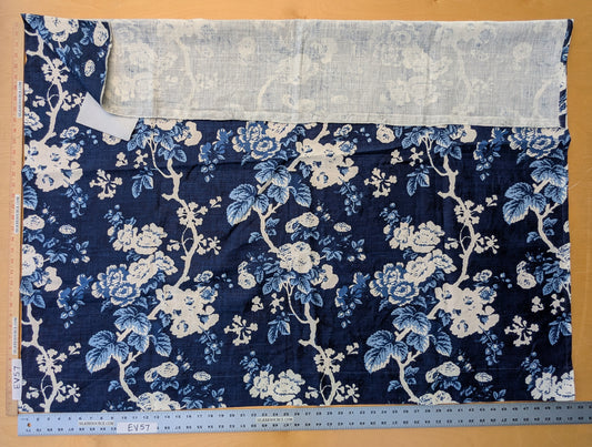 1.2 yards Scalamandre Ascot Linen Print Navy Blue White Floral Print MSRP USD 425/y