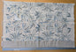 1.3 yards Scalamandre Lelievre Mimosa Santorin Blue Black on White Embroidered Fern Foliage Linen