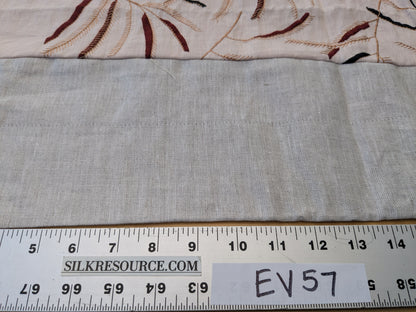 1.3 yards - Scalamandre Lelievre Mimosa Red Black on Peach Embroidered Fern Foliage Linen
