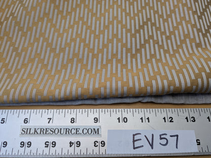 2.6 yards Lelievre Barette Fabric - Modernist Geometric Jacquard in Mustard Gold on Oyster Grey Ground