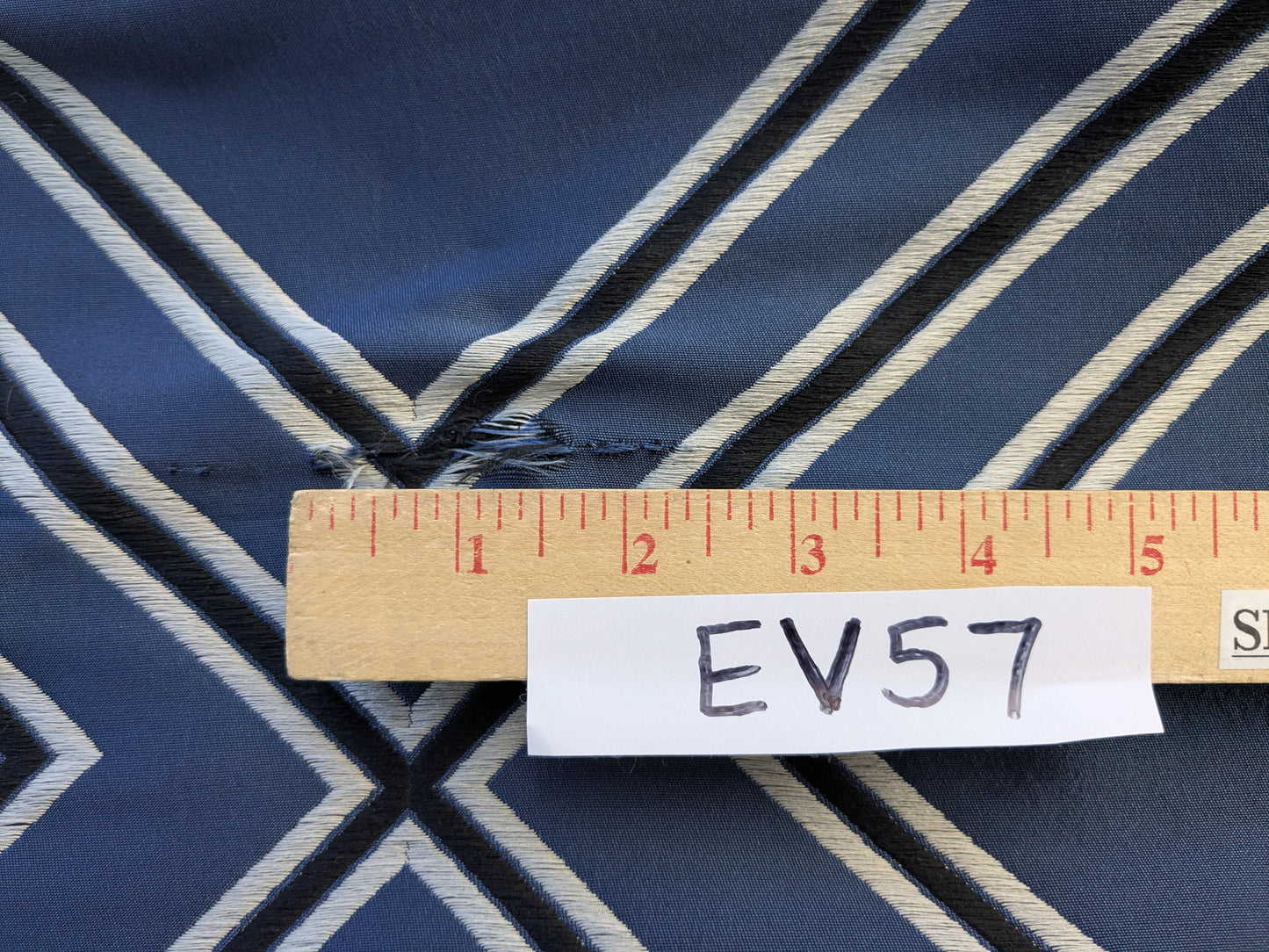 2.6 yards Navy Diamond Jacquard - Art Deco Geometric in Blue, Cream and Black
