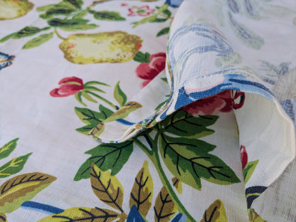 2.56 yards Scalamandre Shantung Garden in Bloom Print Chinoiserie Flower Fruit Basket Floral Botanical Historical MSRP USD378/y -66 EV56
