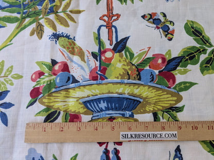 2.56 yards Scalamandre Shantung Garden in Bloom Print Chinoiserie Flower Fruit Basket Floral Botanical Historical MSRP USD378/y -66 EV56