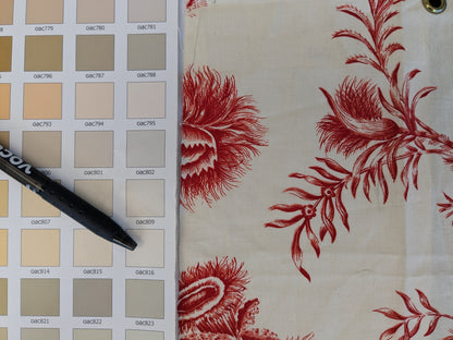 By Yd Scalamandre Grey Watkins Languedoc Autumn Red Cream White Botanic Fern and Thistle Southern France Toile Circa 1790 MSRP USD 364/y