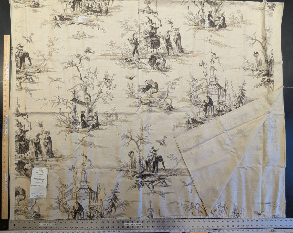 14 Berkbox50 Scalamandre Square 2.4yd Voyage En Chine Black Chinoiserie Asian Garden Elephant MSRP USD 388/Yard