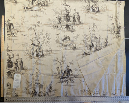 14 Berkbox50 Scalamandre Square 2.4yd Voyage En Chine Black Chinoiserie Asian Garden Elephant MSRP USD 388/Yard