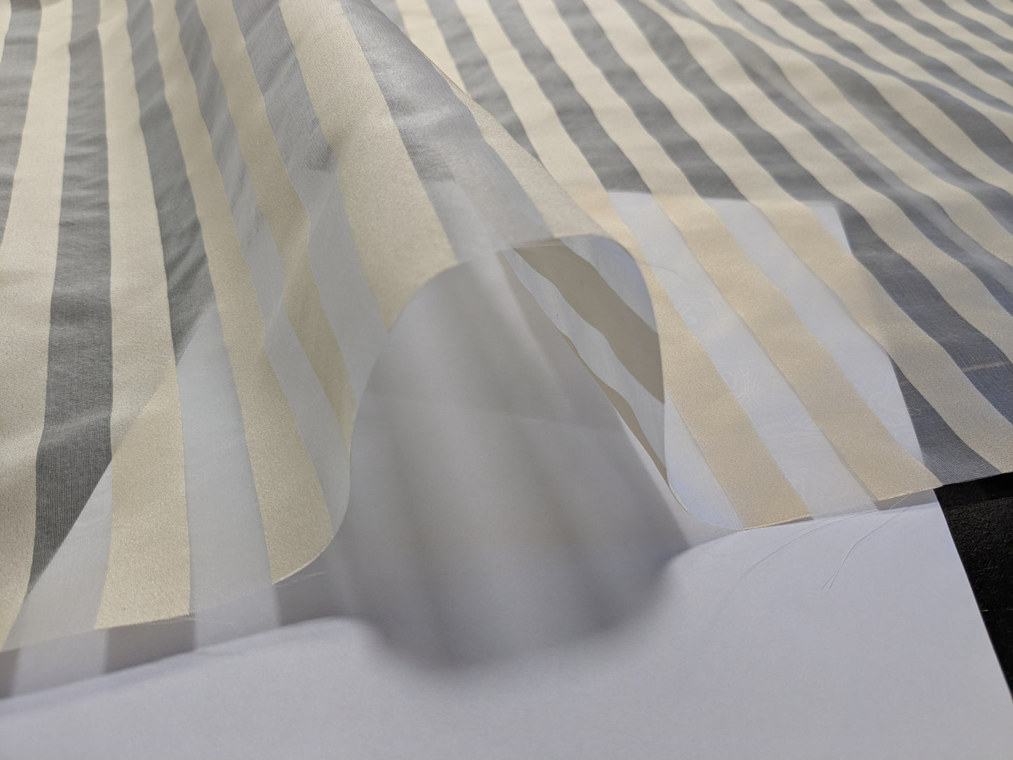 Scalamandre Ballet Silk Stripe Cream and White 100% Silk Sheer Stripe - by the yard