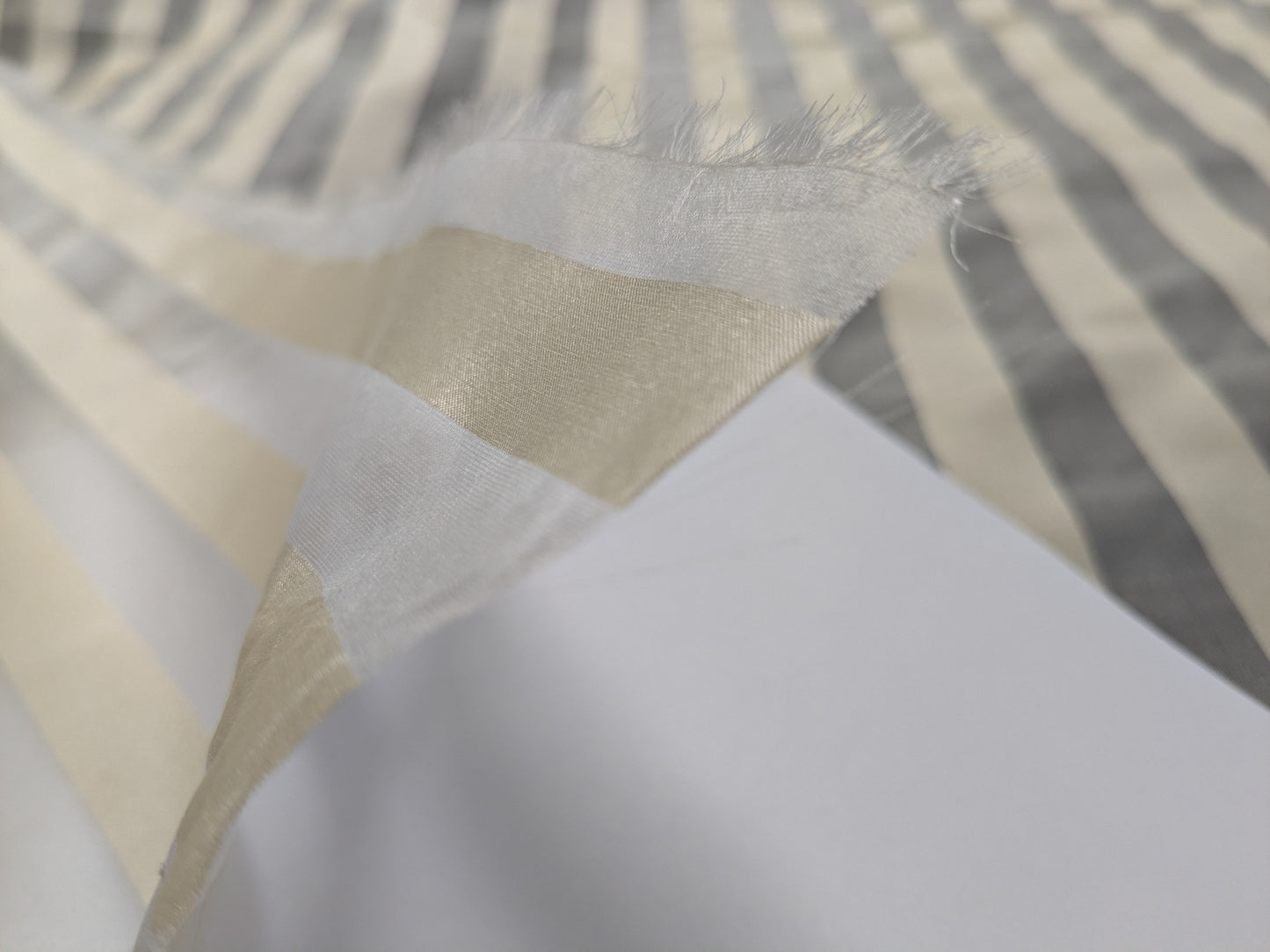 Scalamandre Ballet Silk Stripe Cream and White 100% Silk Sheer Stripe - by the yard