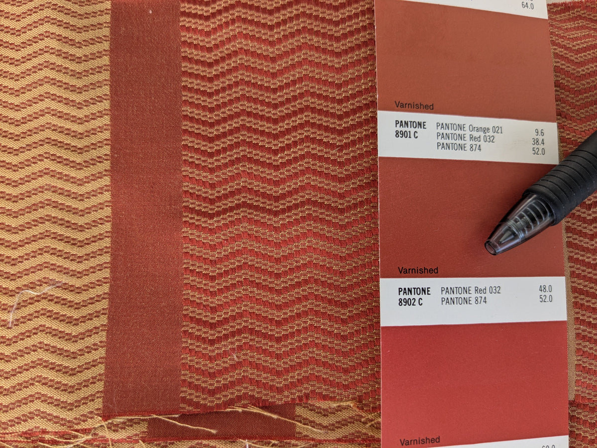 Scalamandre Grey Watkins Montes Stripe Rust Red Brown Reversible Cotton Silk - By The Yard -  MSRP USD 228/Y