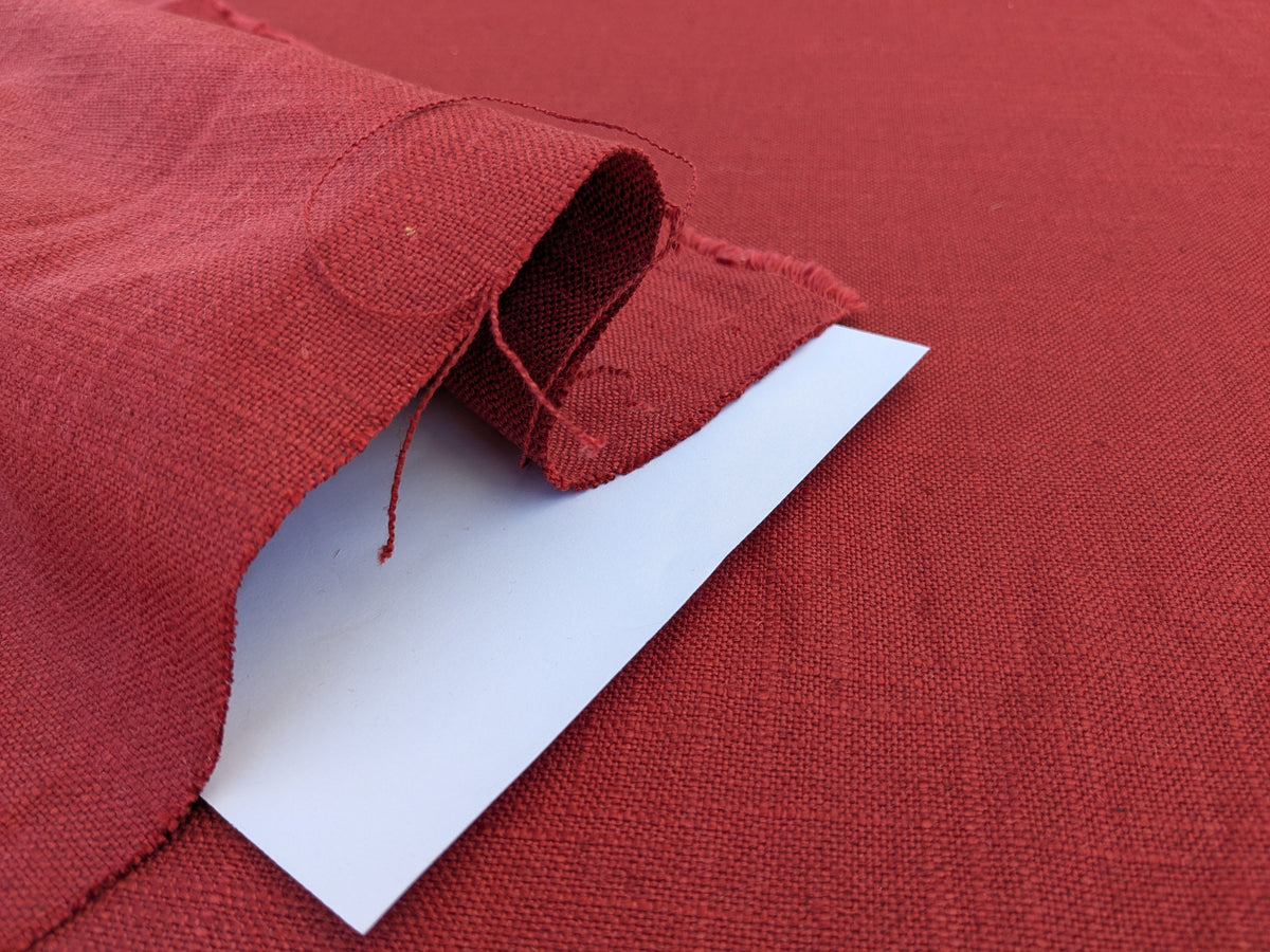 Scalamandre Ari Barn Red Solid Linen Viscose Texture Heavy Duty -By the yard