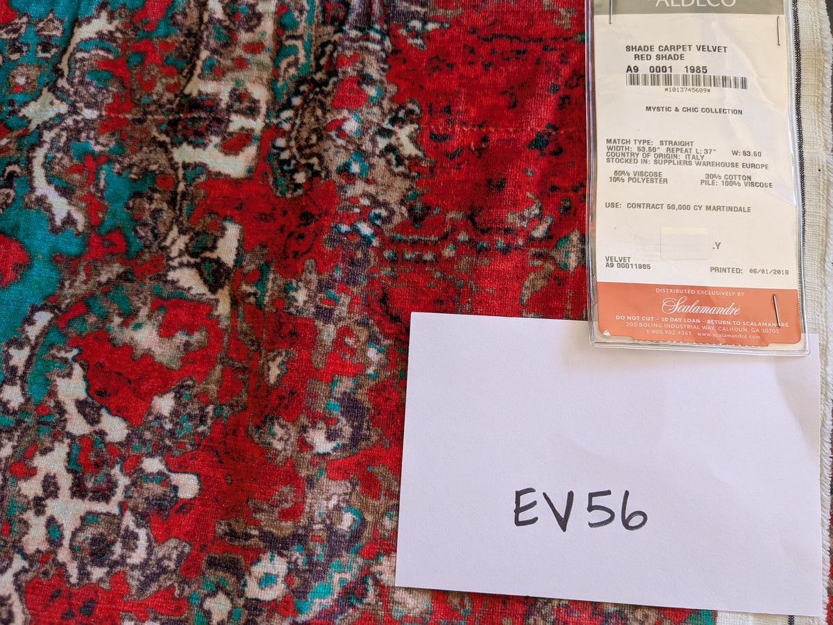 1.2 yards Scalamandre Shade Carpet Velvet Red by piece 88 EV56