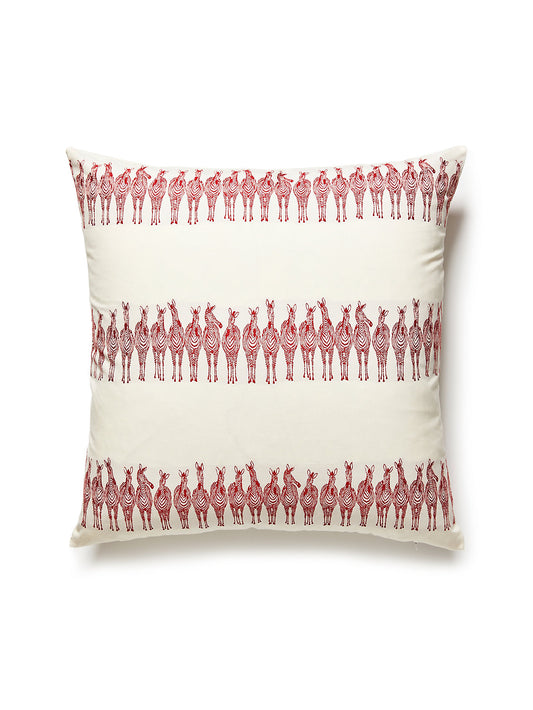 Scalamandre Zebras on Parade 22 X 22 - Red Decorative Pillow