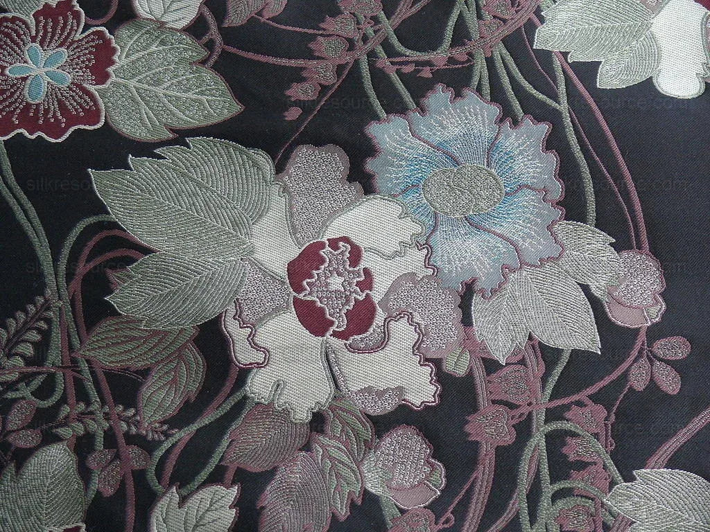 Stroheim &amp; Romann 100% Silk Lampas Lush Deco Fluer