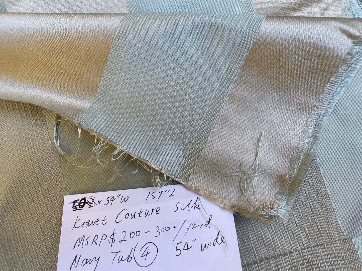 Kravet Coutour 100% Silk Thick! Icy Blue Stripe 4.3y MSRP USD 200/Y (piece 6