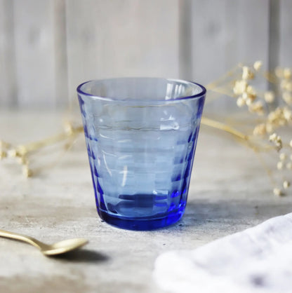 Duralex Prisme Marine Tumbler 6 oz x 6 cups Blue Glass DURABLE! Made in France Set of 6 MSRP USD39