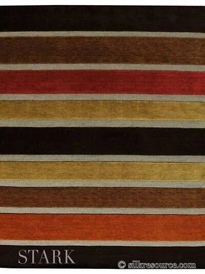 Stark Cranbook Mocha 7'11" X 10' 1" Colorful Stripe Red Beige Mustard Modern Wool Rug MSRP USD 1690