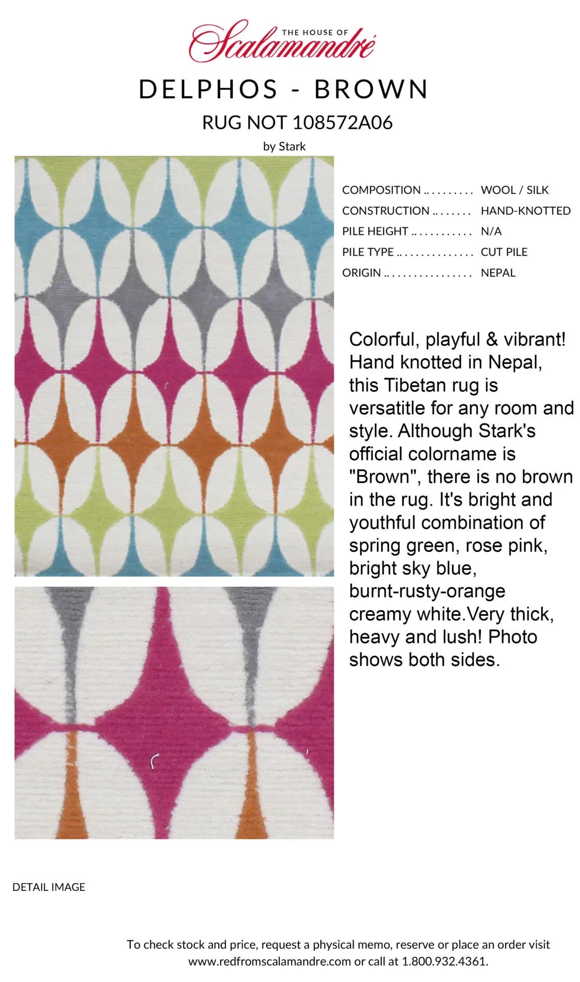 Stark DELPHOS BROWN Modern Wool Silk Hand Knotted Colorful Egg Green Pink Blue Cream 6x9' MSRP USD 12,000