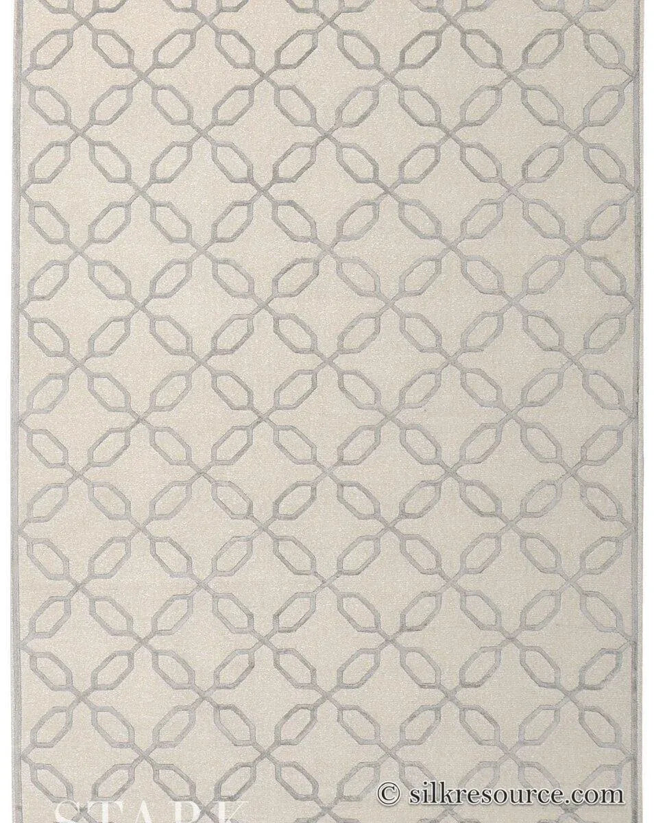 Stark BRET HARTE White Lattice Diamond Linen Handmade Transitional Mid Century Rug 6x9' MSRP USD 3175