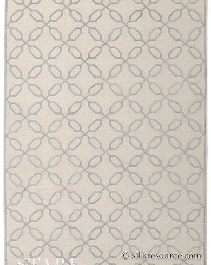 Stark BRET HARTE White Lattice Diamond Linen Handmade Transitional Mid Century Rug 6x9' MSRP USD 3175
