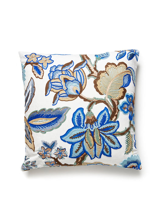 Old World Weavers Hillside Crewel 22 X 22 - Blue Wood Decorative Pillow